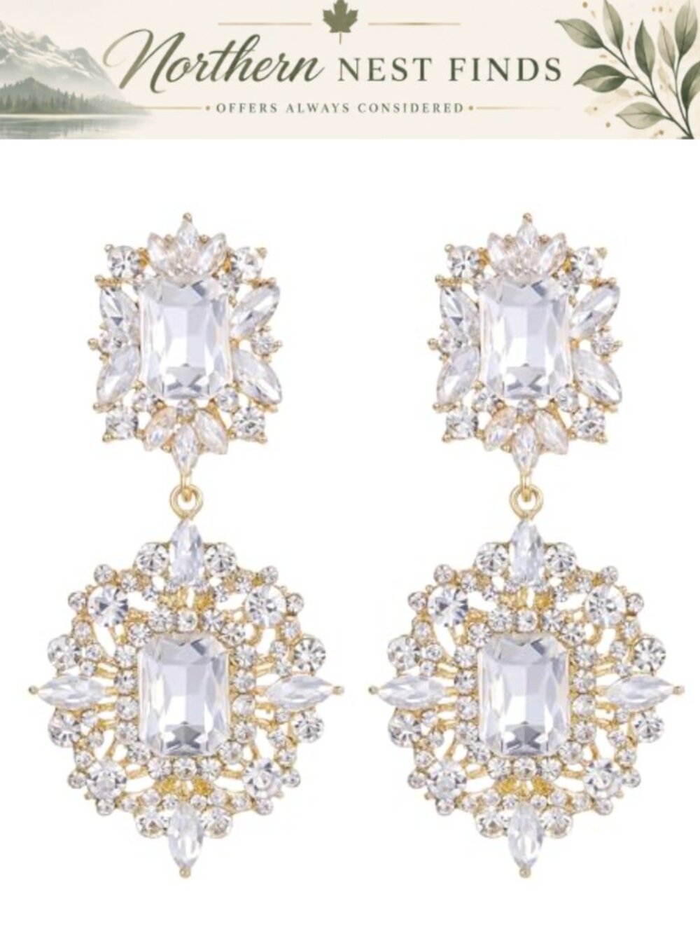 Austrian Crystal Chandelier Dangle Earrings Art Deco Bridal Wedding